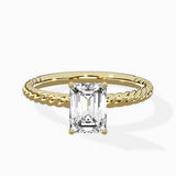 Petite Pave Band Solitaire Ring Engagement Ring