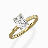 Petite Pave Band Solitaire Ring Engagement Ring
