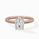 Petite Pave Band Solitaire Ring Engagement Ring