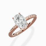 Petite Pave Band Solitaire Ring Engagement Ring