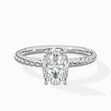 Petite Pave Band Solitaire Ring Engagement Ring