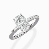 Petite Pave Band Solitaire Ring Engagement Ring