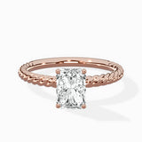 Petite Pave Band Solitaire Ring Engagement Ring