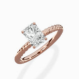 Petite Pave Band Solitaire Ring Engagement Ring