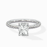 Petite Pave Band Solitaire Ring Engagement Ring