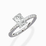 Petite Pave Band Solitaire Ring Engagement Ring