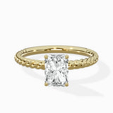 Petite Pave Band Solitaire Ring Engagement Ring