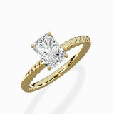 Petite Pave Band Solitaire Ring Engagement Ring