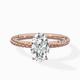 Petite Pave Band Solitaire Ring Engagement Ring
