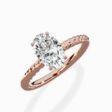 Petite Pave Band Solitaire Ring Engagement Ring