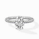 Petite Pave Band Solitaire Ring Engagement Ring