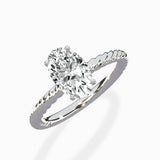 Petite Pave Band Solitaire Ring Engagement Ring