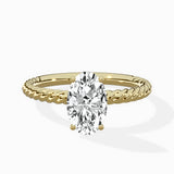 Petite Pave Band Solitaire Ring Engagement Ring