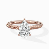 Petite Pave Band Solitaire Ring Engagement Ring