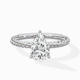 Petite Pave Band Solitaire Ring Engagement Ring