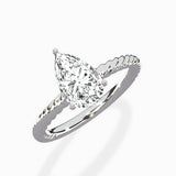 Petite Pave Band Solitaire Ring Engagement Ring