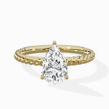 Petite Pave Band Solitaire Ring Engagement Ring