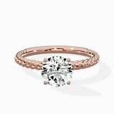 Petite Pave Band Solitaire Ring Engagement Ring