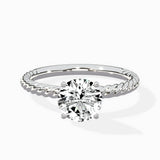 Petite Pave Band Solitaire Ring Engagement Ring