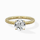 Petite Pave Band Solitaire Ring Engagement Ring