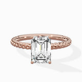 Petite Pave Band Solitaire Ring Engagement Ring
