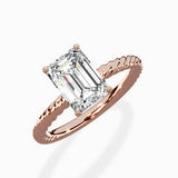 Petite Pave Band Solitaire Ring Engagement Ring
