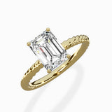 Petite Pave Band Solitaire Ring Engagement Ring