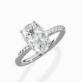 Petite Pave Band Solitaire Ring Engagement Ring