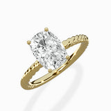 Petite Pave Band Solitaire Ring Engagement Ring