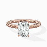 Petite Pave Band Solitaire Ring Engagement Ring