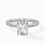Petite Pave Band Solitaire Ring Engagement Ring