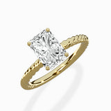 Petite Pave Band Solitaire Ring Engagement Ring
