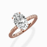 Petite Pave Band Solitaire Ring Engagement Ring