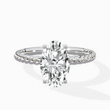 Petite Pave Band Solitaire Ring Engagement Ring