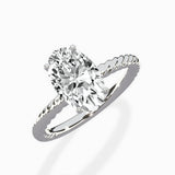 Petite Pave Band Solitaire Ring Engagement Ring