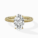 Petite Pave Band Solitaire Ring Engagement Ring