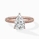 Petite Pave Band Solitaire Ring Engagement Ring