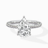 Petite Pave Band Solitaire Ring Engagement Ring