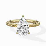 Petite Pave Band Solitaire Ring Engagement Ring