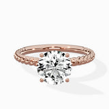 Petite Pave Band Solitaire Ring Engagement Ring