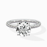 Petite Pave Band Solitaire Ring Engagement Ring