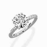 Petite Pave Band Solitaire Ring Engagement Ring