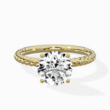 Petite Pave Band Solitaire Ring Engagement Ring