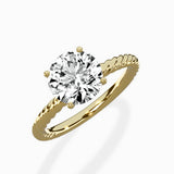 Petite Pave Band Solitaire Ring Engagement Ring