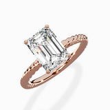 Petite Pave Band Solitaire Ring Engagement Ring