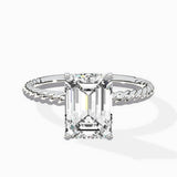 Petite Pave Band Solitaire Ring Engagement Ring