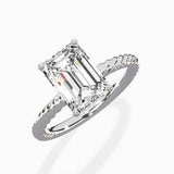 Petite Pave Band Solitaire Ring Engagement Ring