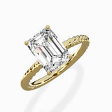 Petite Pave Band Solitaire Ring Engagement Ring