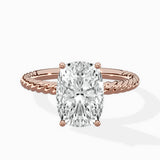Petite Pave Band Solitaire Ring Engagement Ring