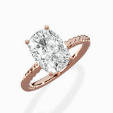 Petite Pave Band Solitaire Ring Engagement Ring